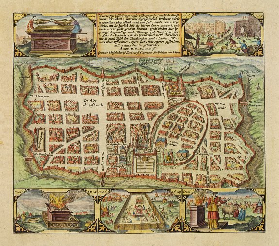 CLOPPENBURG,J.E./ PLANCIUS,P., Waerachtige beschryvinge vande wydvermaerde Conincklicke Hooft Stadt Jerusalem.., antique map, old maps