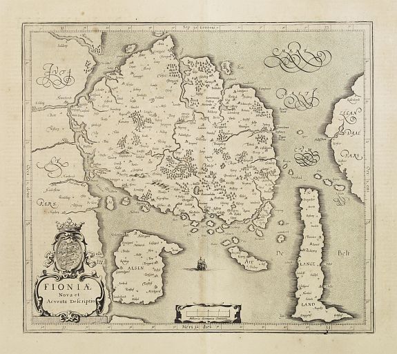 HONDIUS,H., Fioniae nova et acurata descriptio., antique map, old maps