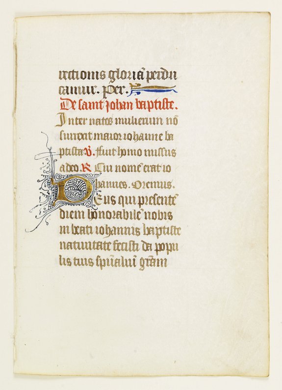 BOOK OF HOURS, Manuscript leaf on vellum., antique map, old maps