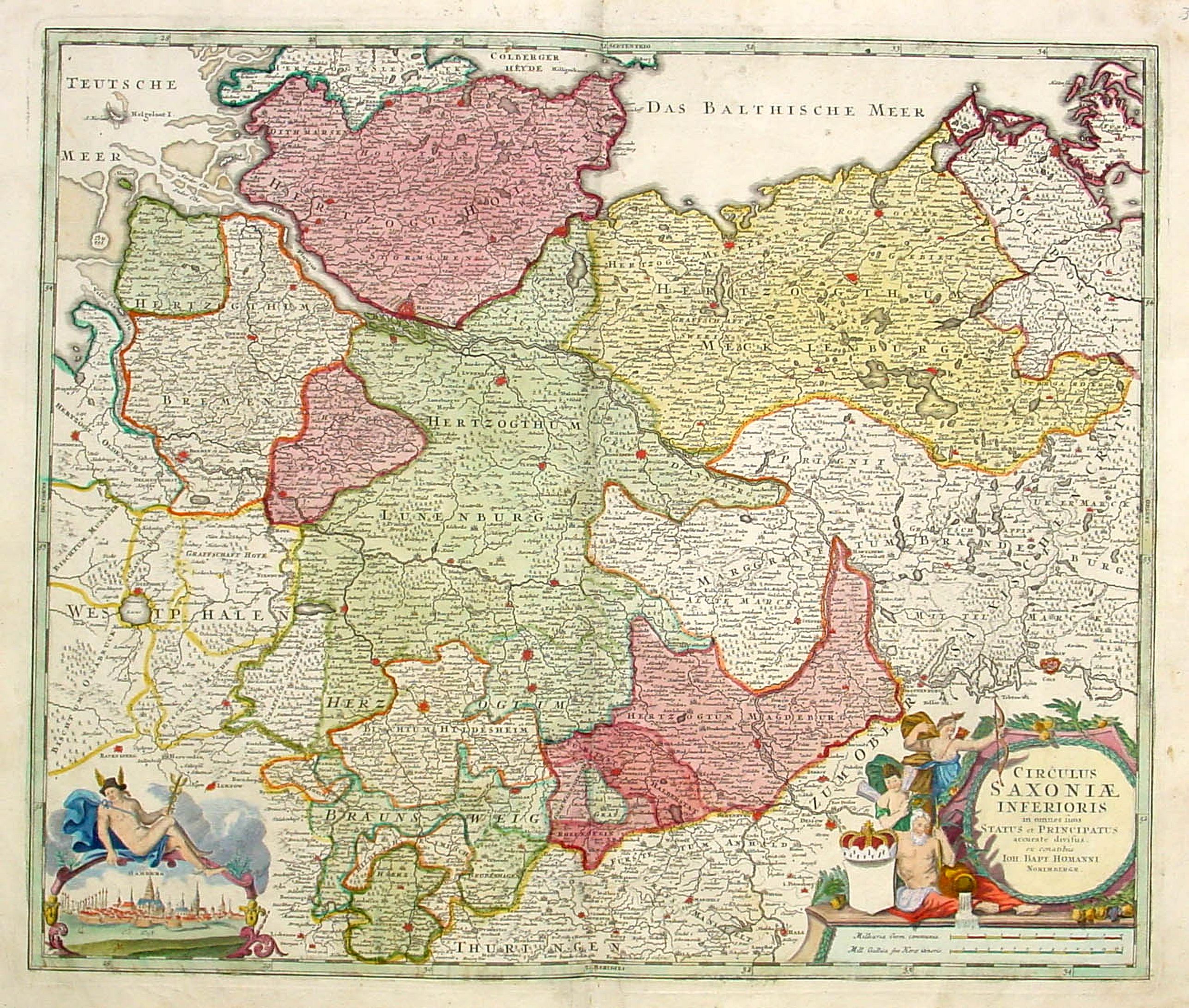 HOMANN, J.B., Circulus Saxoniae inferioris., antique map, old maps