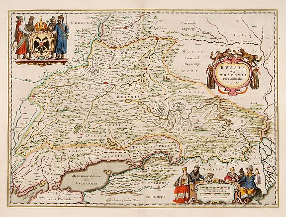 BLAEU,W., Russiae, vulgo Moscovia, pars Australis., antique map, old maps