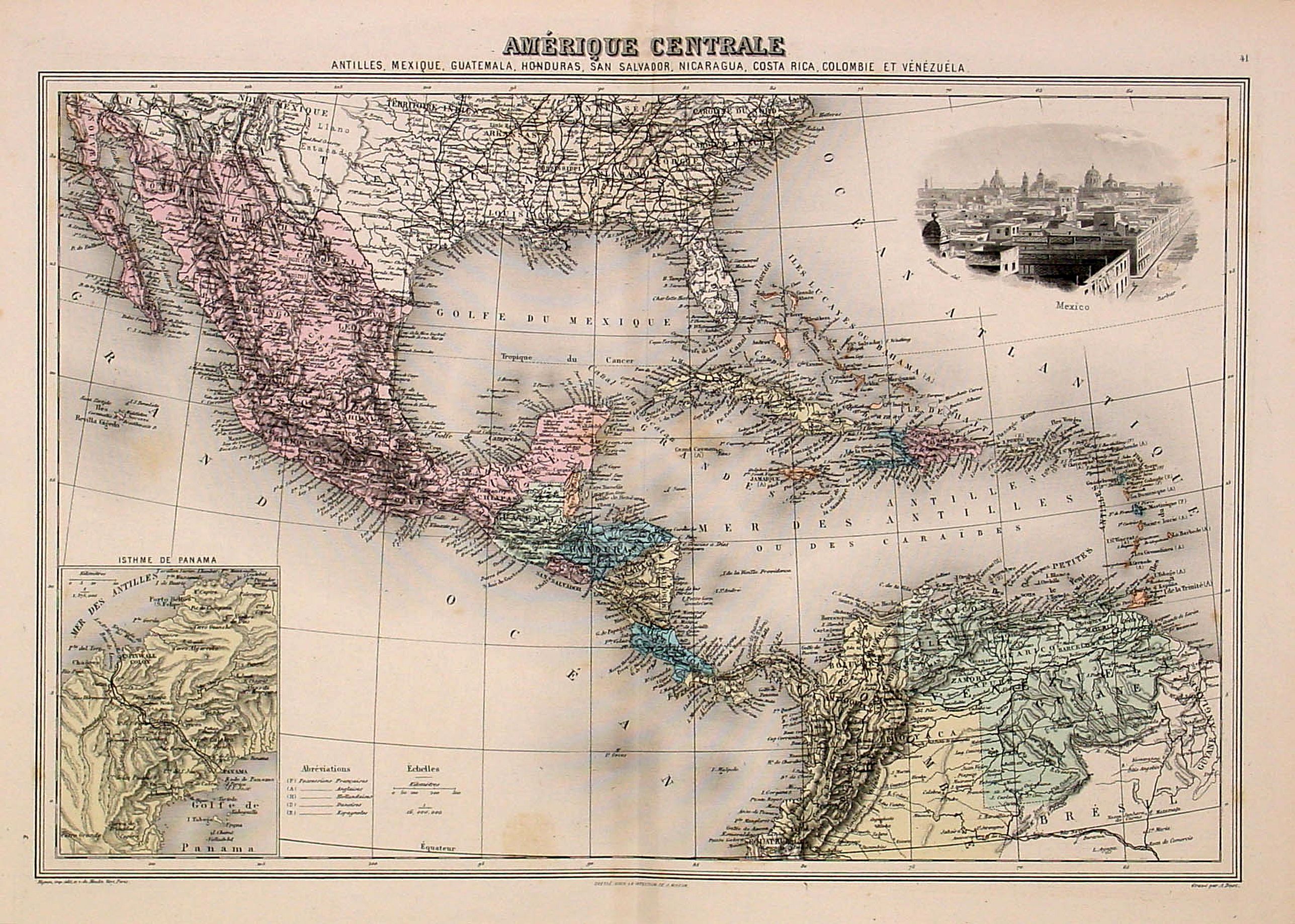 MIGEON, J., Amérique Centrale., antique map, old maps