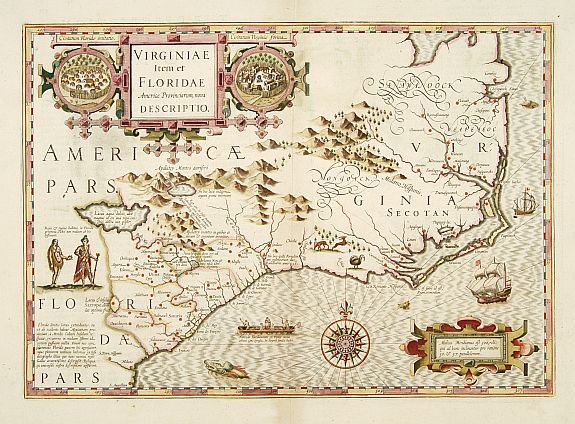 MERCATOR,G./ HONDIUS,J., Virginiae item et Floridae., antique map, old maps