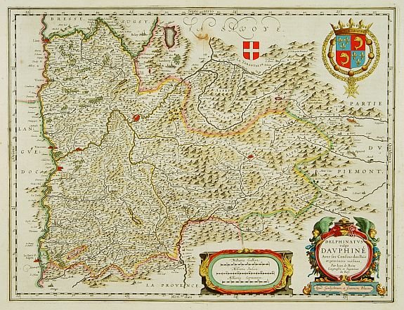 BLAEU, W., Delphinatus vulgo Dauphiné., antique map, old maps