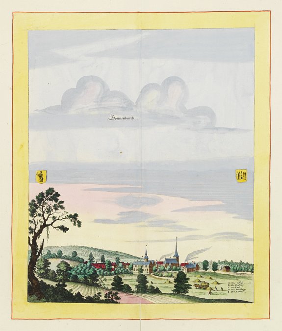 BEEK, A. / MERIAN, C., Sonnenburch, antique map, old maps