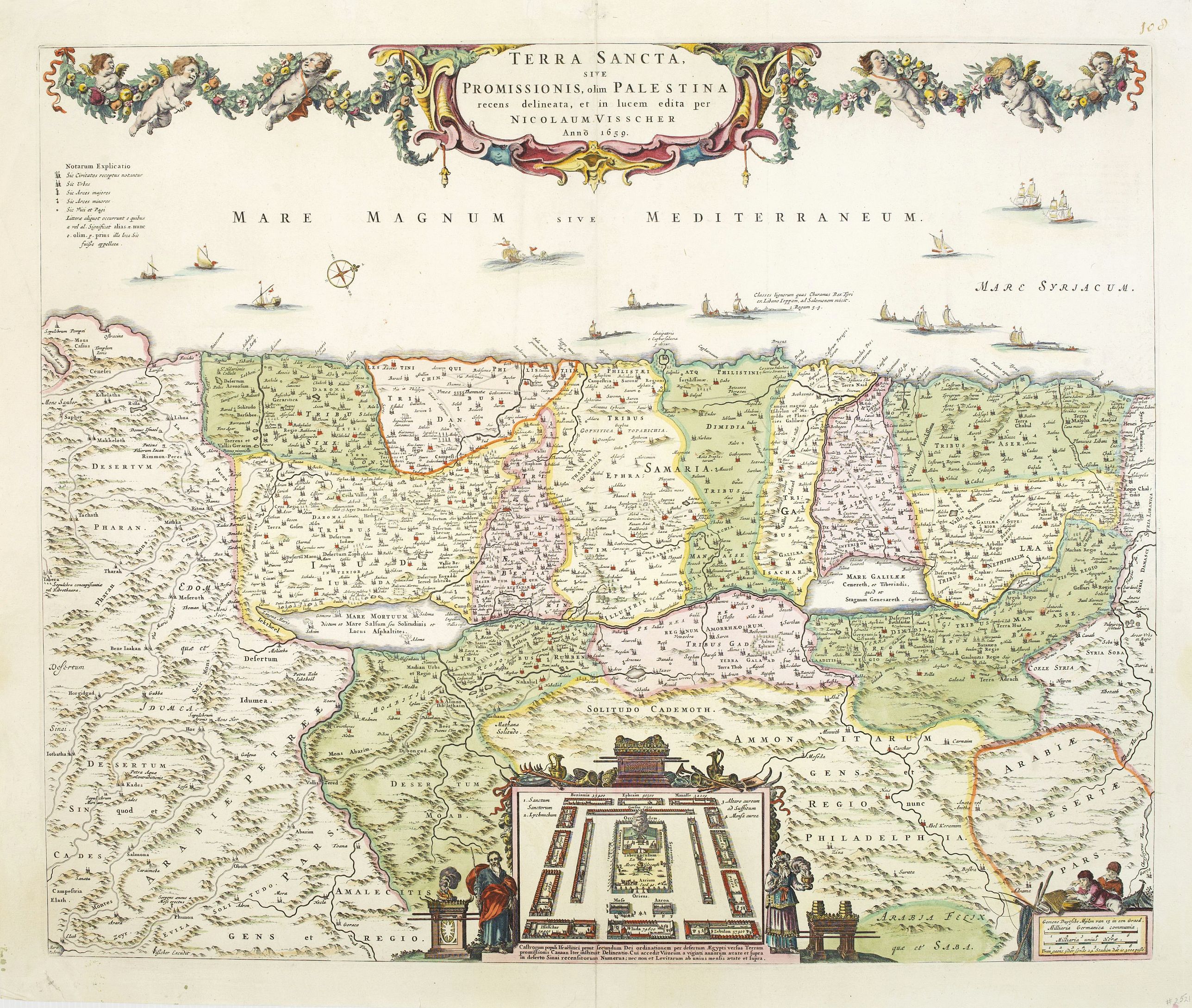 VISSCHER,N., Terra Sancta sive Promissionis, olim Palestina.., antique map, old maps
