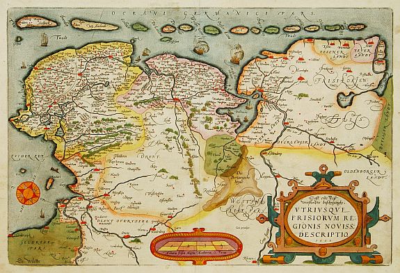 ORTELIUS, A., Oost ende West Vrieslandte beschryvinghe., antique map, old maps