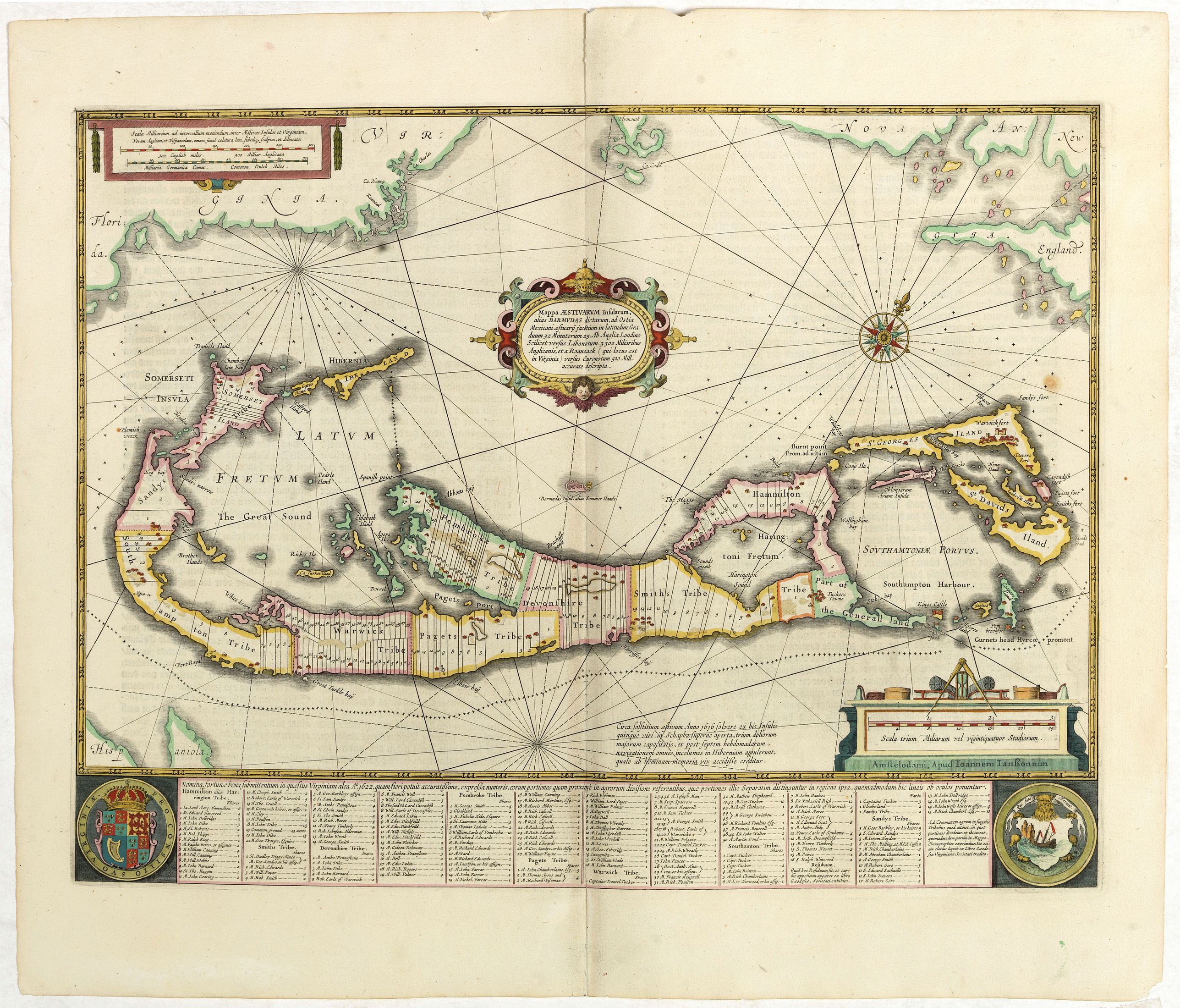 JANSSONIUS, J., Mappa Aestivarum Insularum, alias Barmudas., antique map, old maps