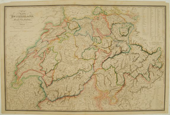 WYLD,J., Map of the Republic Switzerland, describing its 22 cantons., antique map, old maps