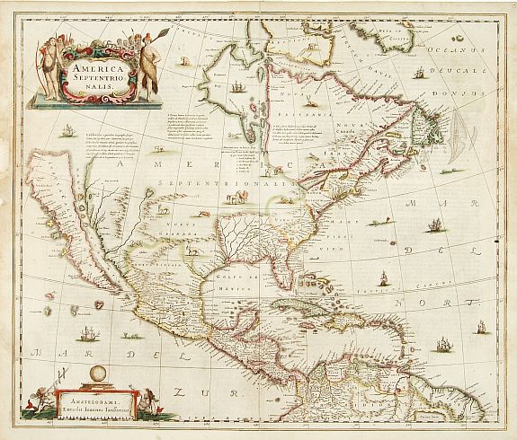 JANSSONIUS,J., America Septentrionalis., antique map, old maps