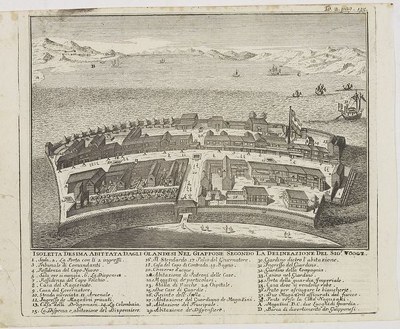 ALBRIZZI, G.B., Isoletta Desima abittata Dagli Olandesi nel Giappone.., antique map, old maps