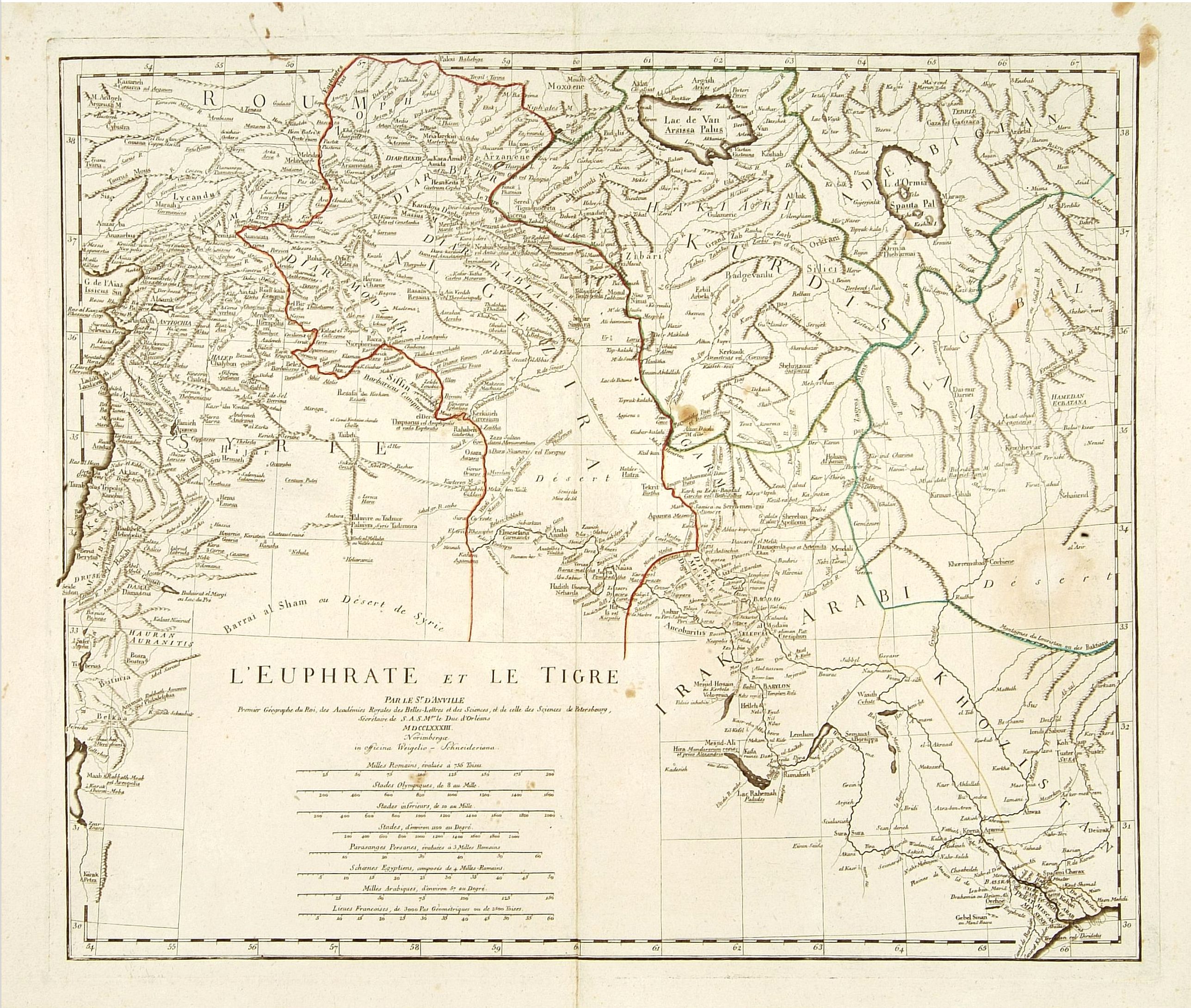 WEIGEL / SCHNEIDER, L'Euphrate et Le Tigre., antique map, old maps