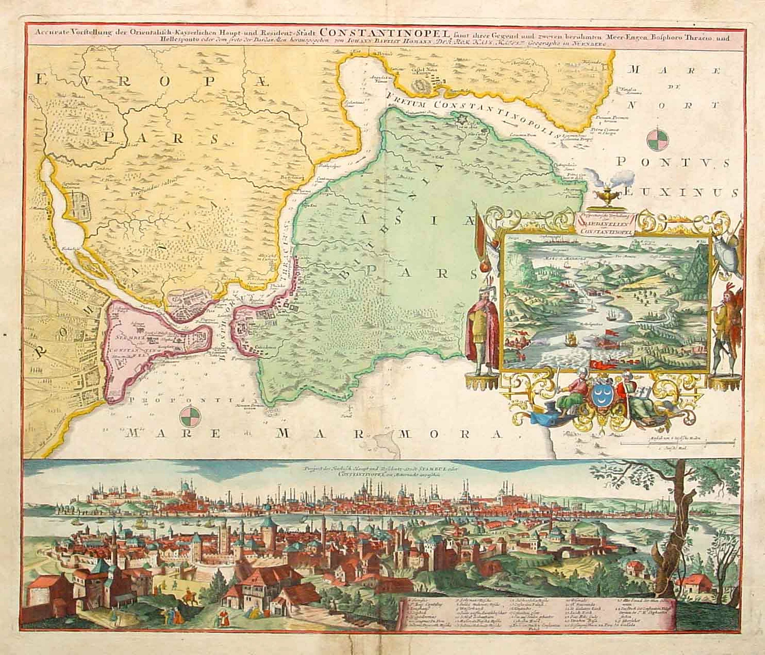 HOMANN,J.B., Accurate Vorstellung der .. Constantinopel.., antique map, old maps