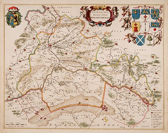 BLAEU, J., Tetrachia Ducatus Gelriae Rurmundensis., antique map, old maps