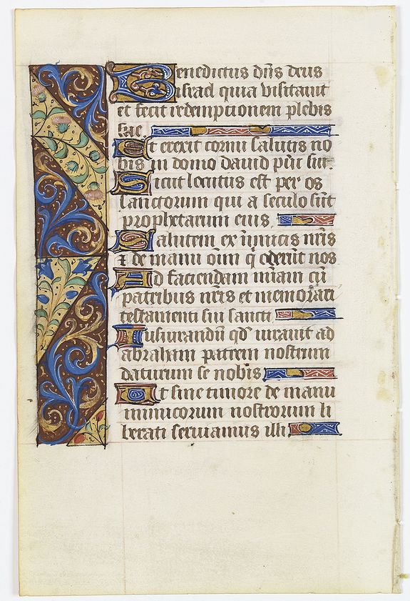 BOOK OF HOURS, Leaf on vellum from a manuscript Book of Hours., antique map, old maps