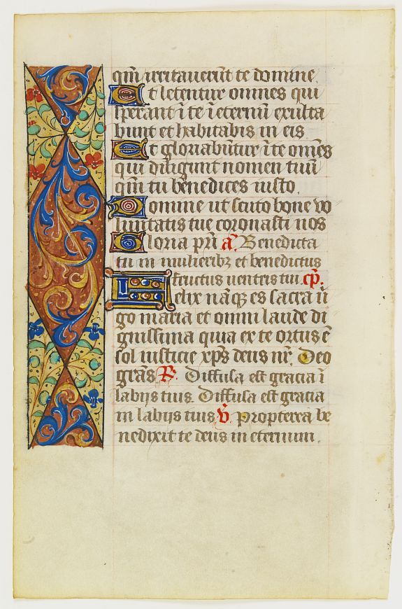 Book of Hours., Leaf on vellum from a manuscript Book of Hours., antique map, old maps