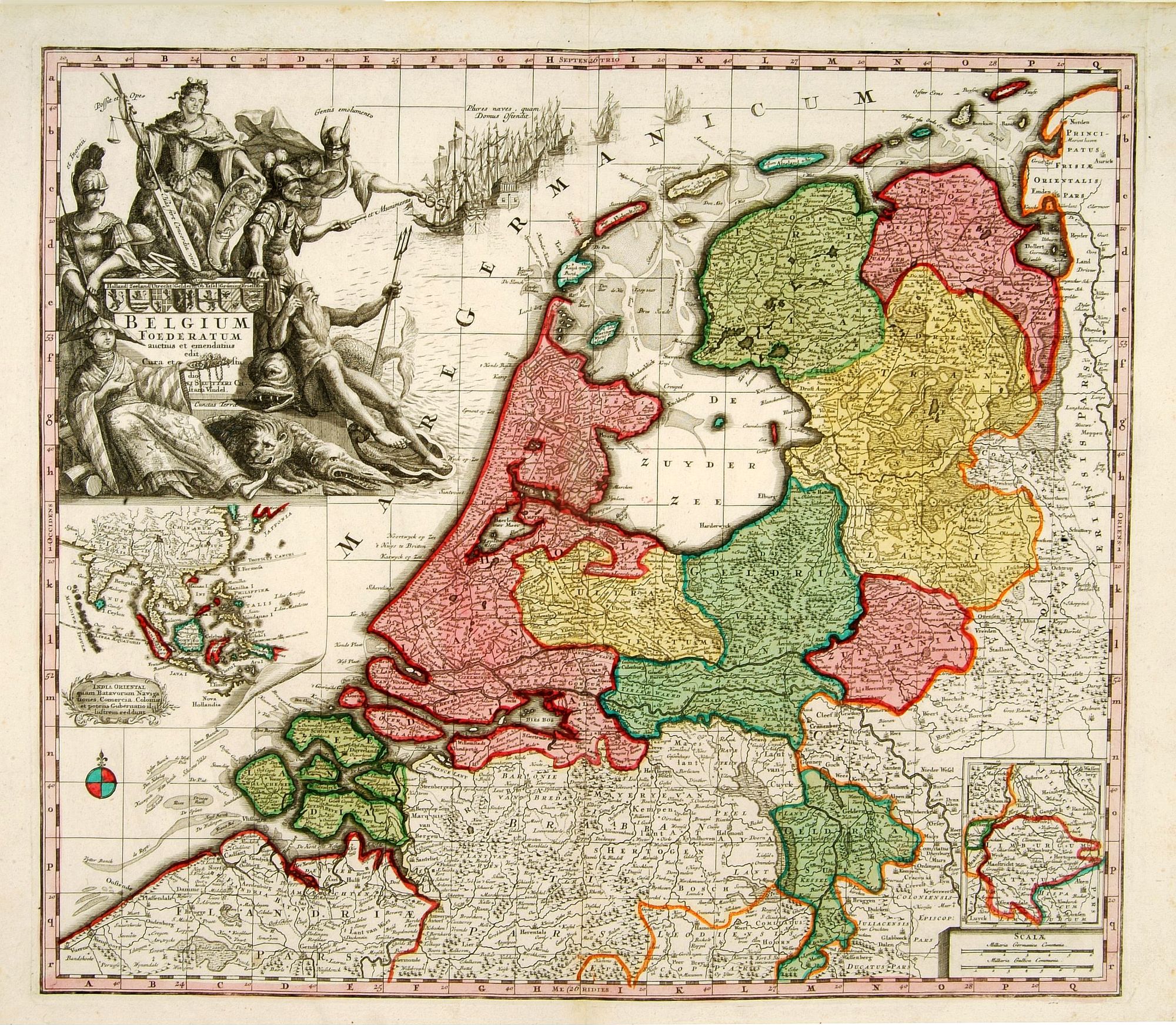 SEUTTER, M., Belgium Foederatum auctius et emendatius edit.., antique map, old maps