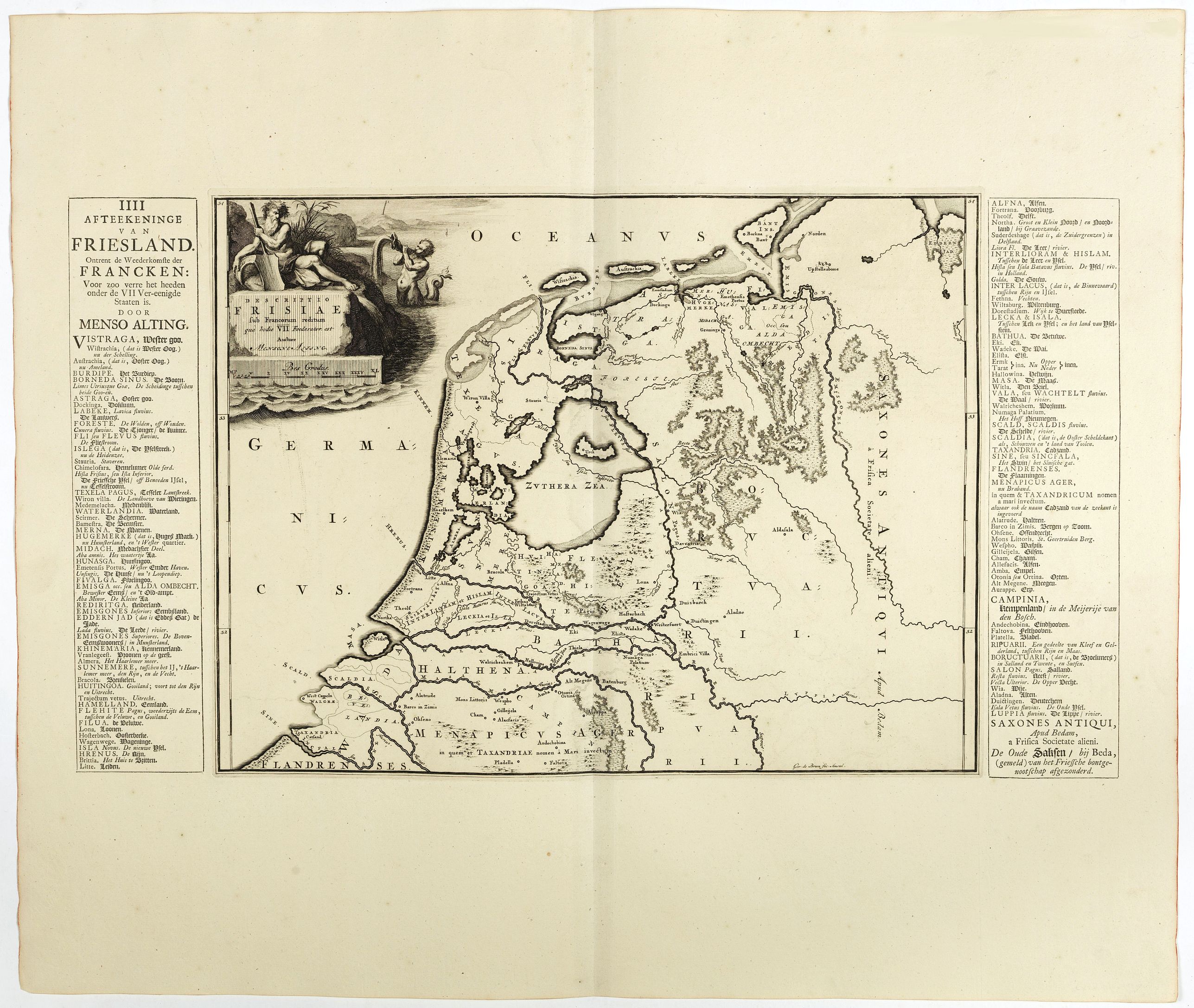 SCHOTANUS, B. / ALTING, M. / HALMA, F., Descriptio Frisiae. . ., antique map, old maps