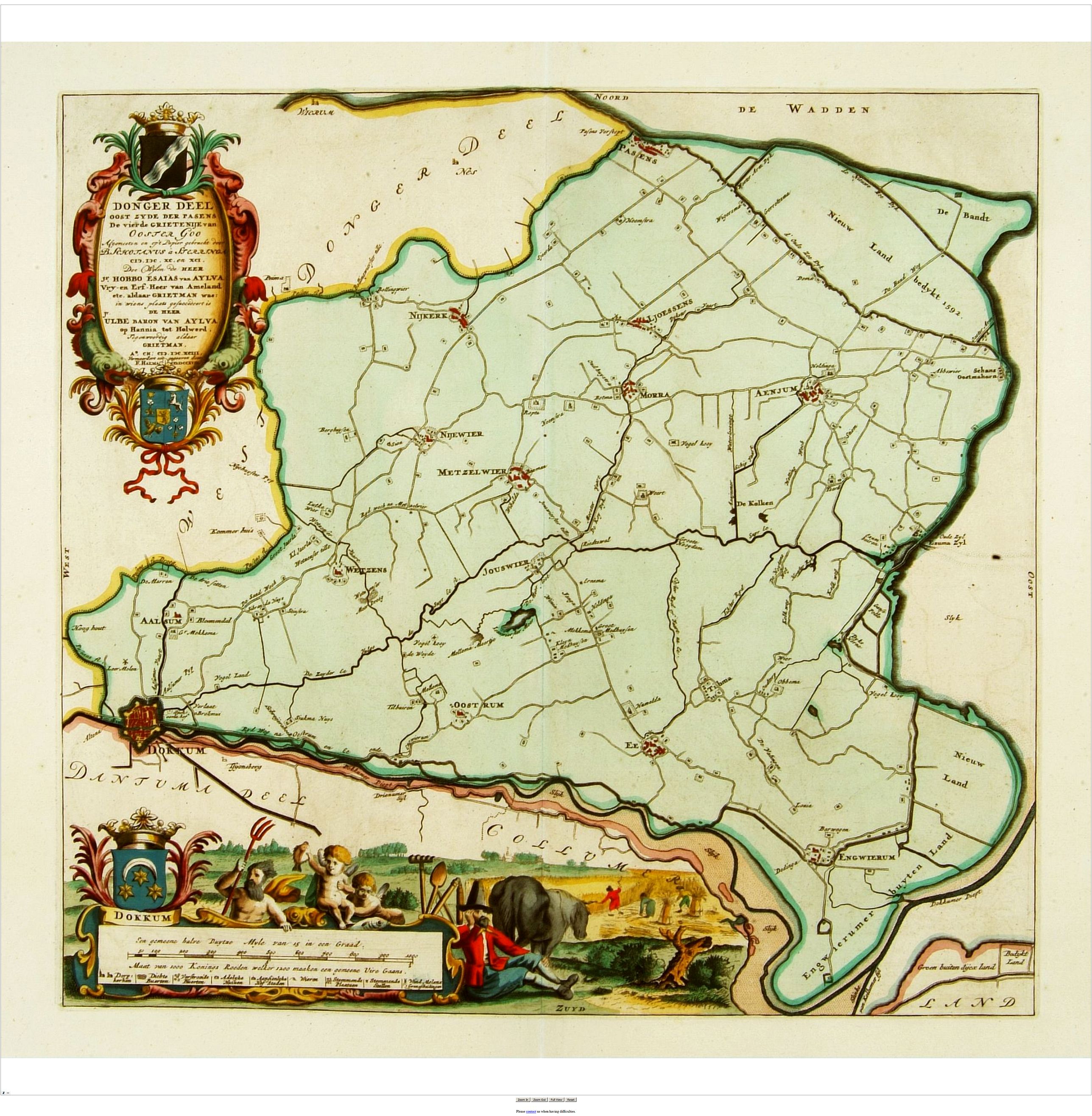 SCHOTANUS, B., Dongerdeel.. De vierde grietenij van Ooster Goo., antique map, old maps
