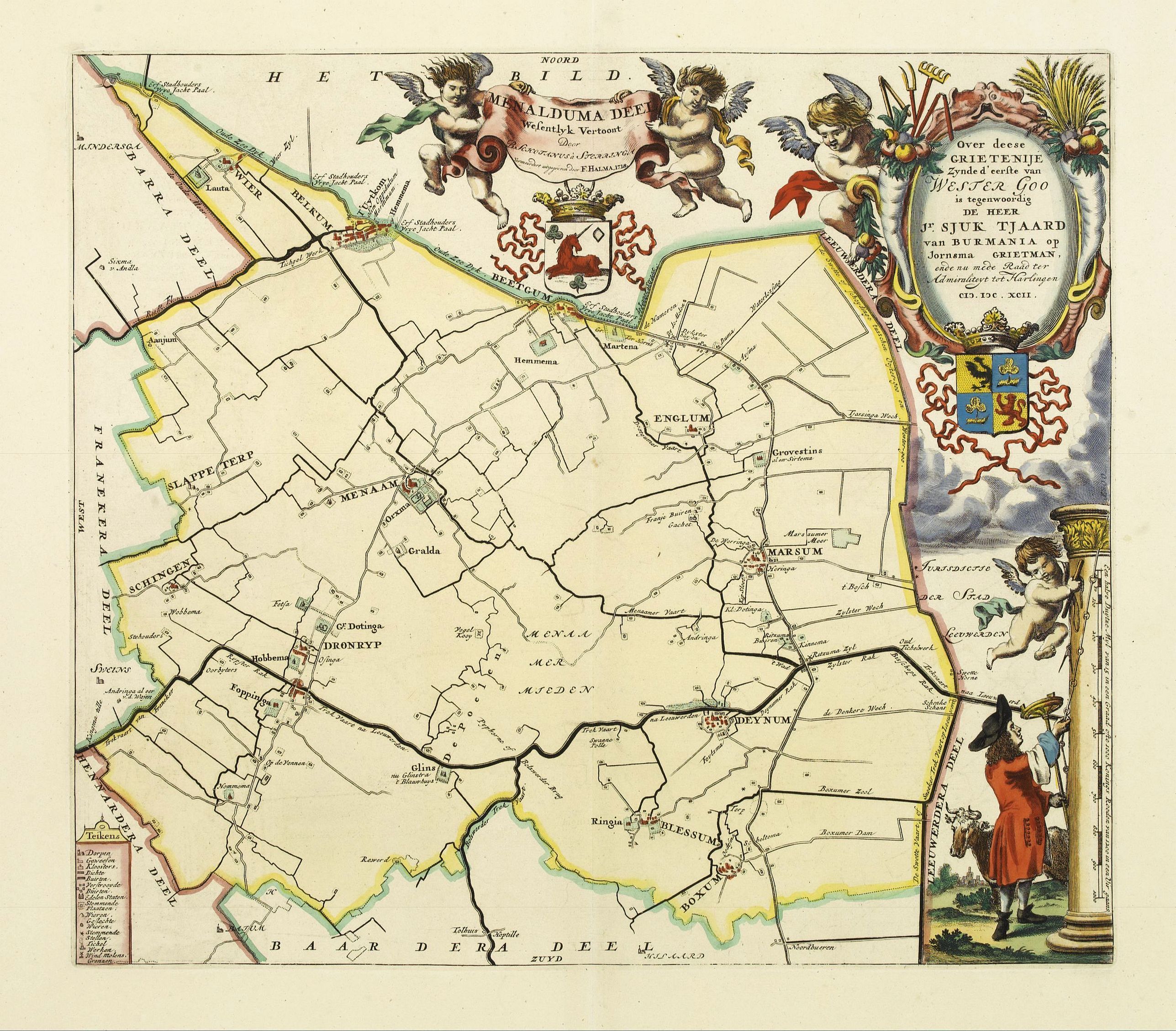 SCHOTANUS, B., Over deese grietenije.. Eerste van Wester Goo.., antique map, old maps