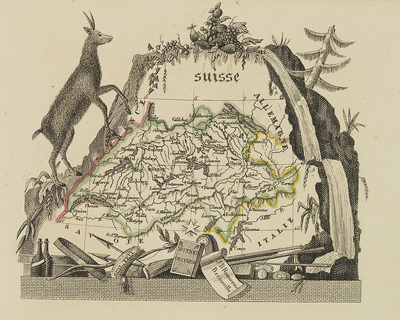 WAHLEN et Com., Suisse, antique map, old maps