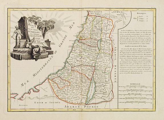 LATTRE, Carte des douze tribus d'Israel.., antique map, old maps