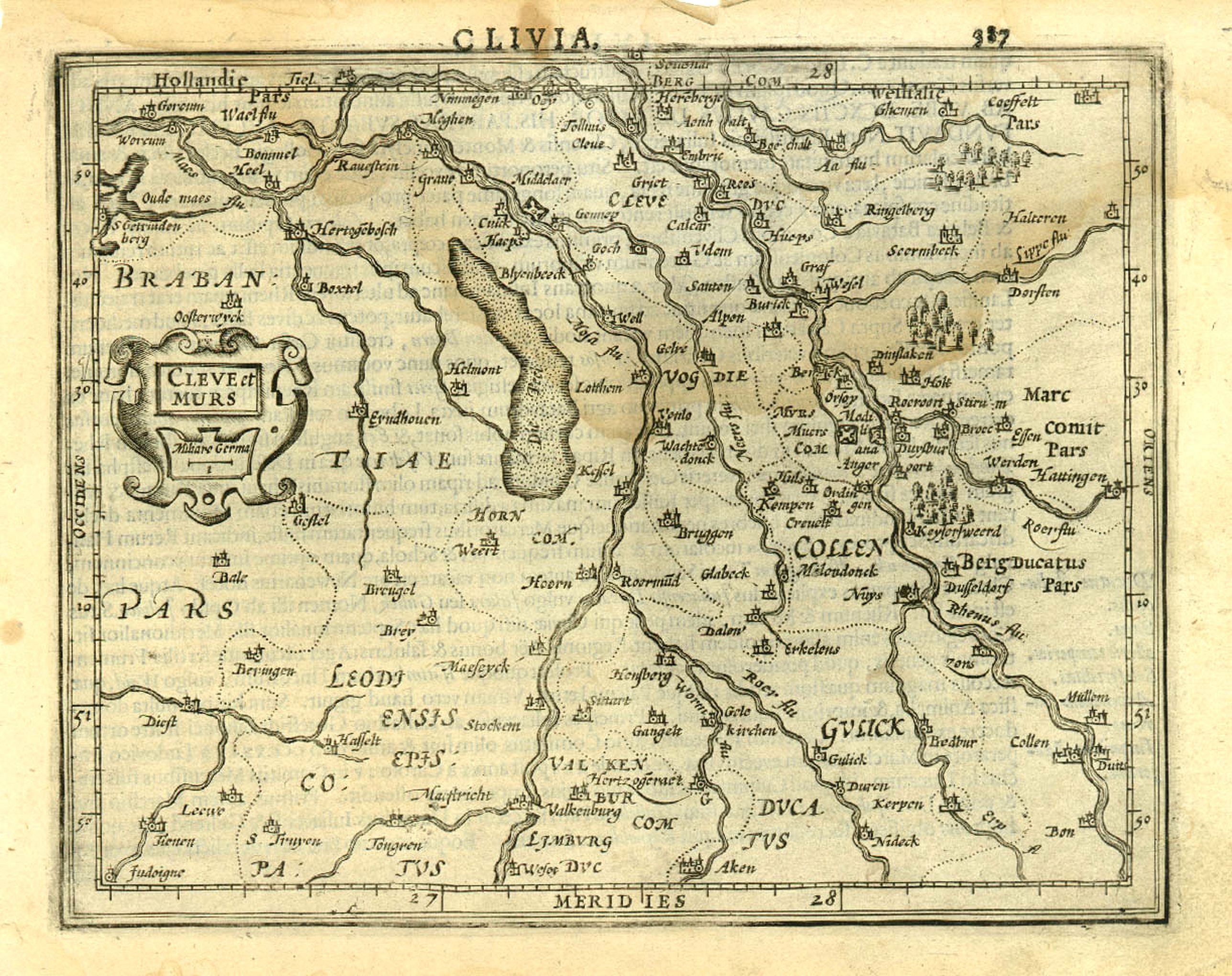 MERCATOR,G., Cleve et Murs, antique map, old maps