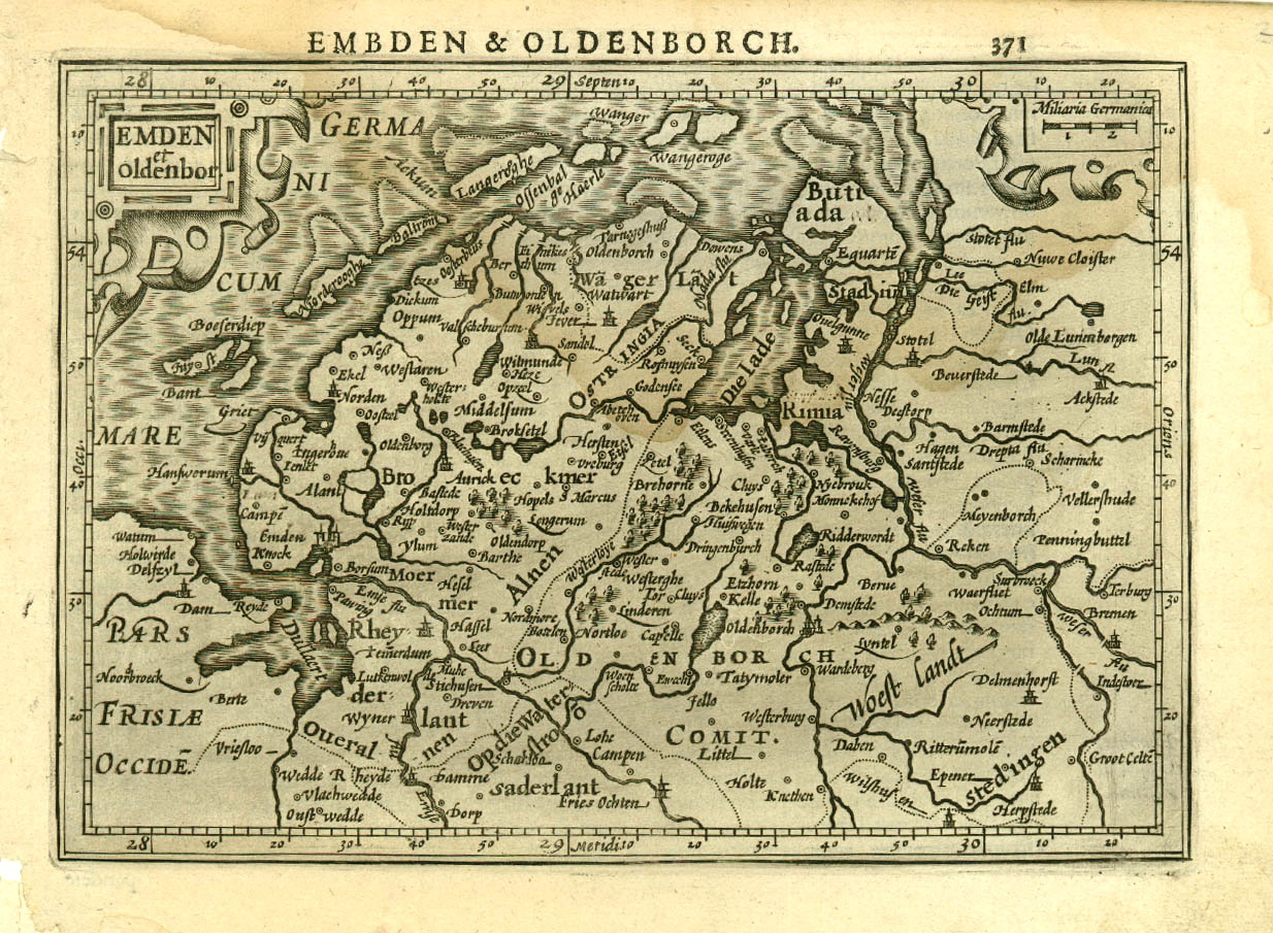MERCATOR,G., Emden et Oldenbor., antique map, old maps