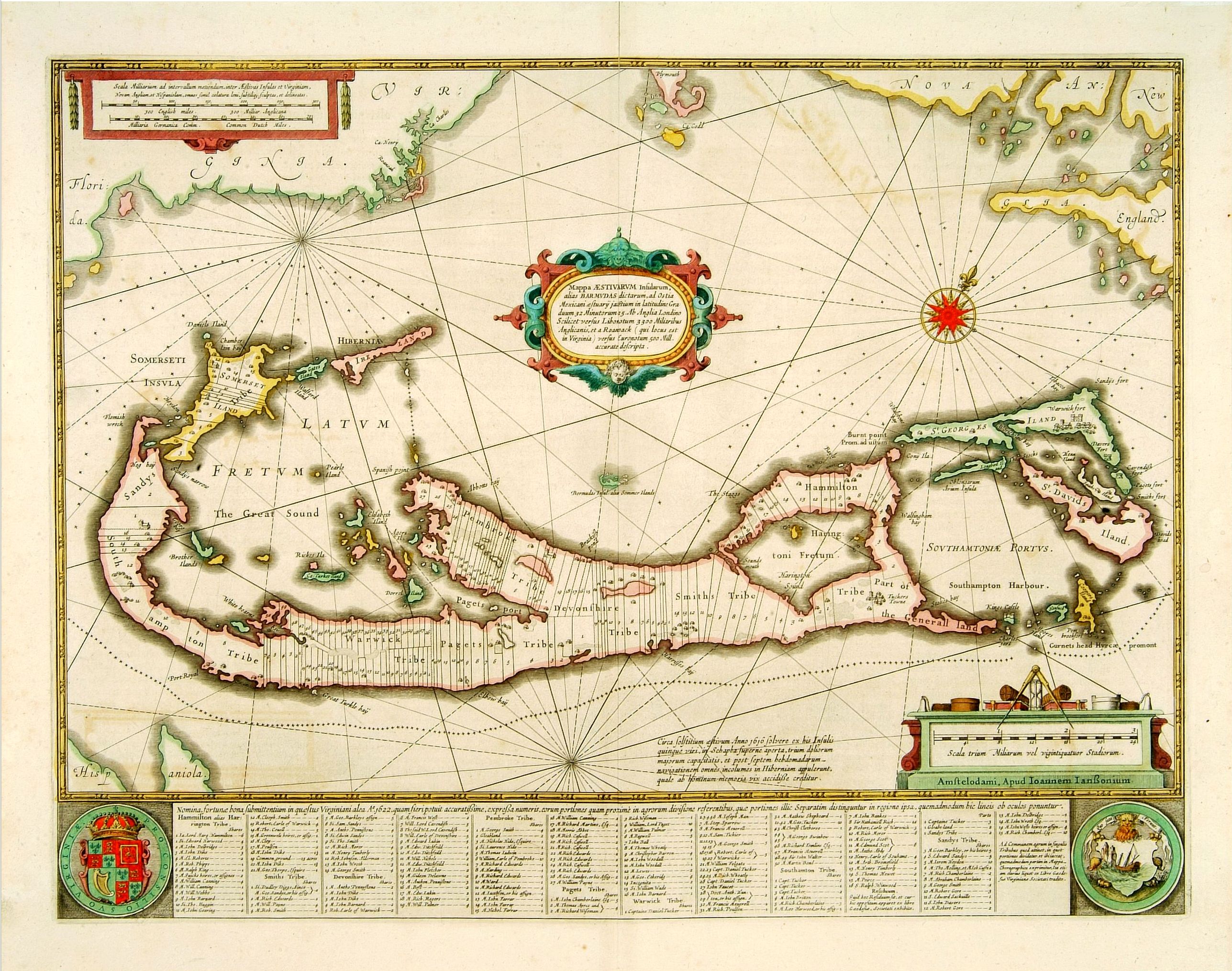 JANSSONIUS, J., Mappa Aestivarum Insularum, alias Barmudas. . ., antique map, old maps