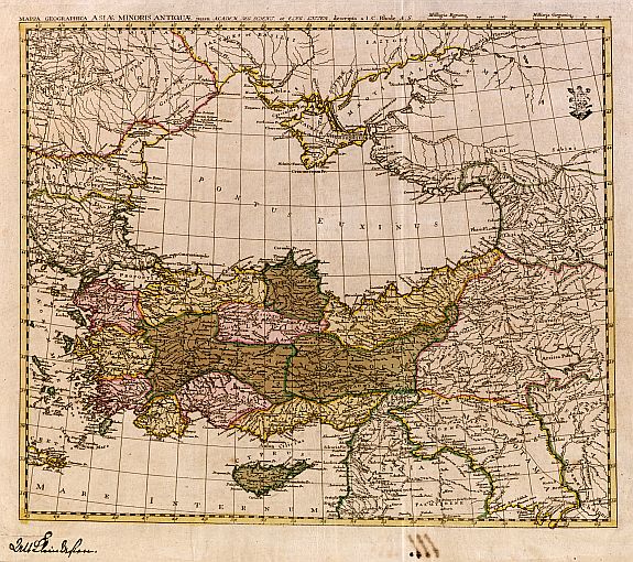 RHODE,I.C., Mappa geographica Asiae Minoris Antiquae.., antique map, old maps