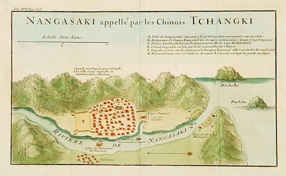 FONTANEY, J.de., Nangasaki appellé par les Chinois Tchangki., antique map, old maps