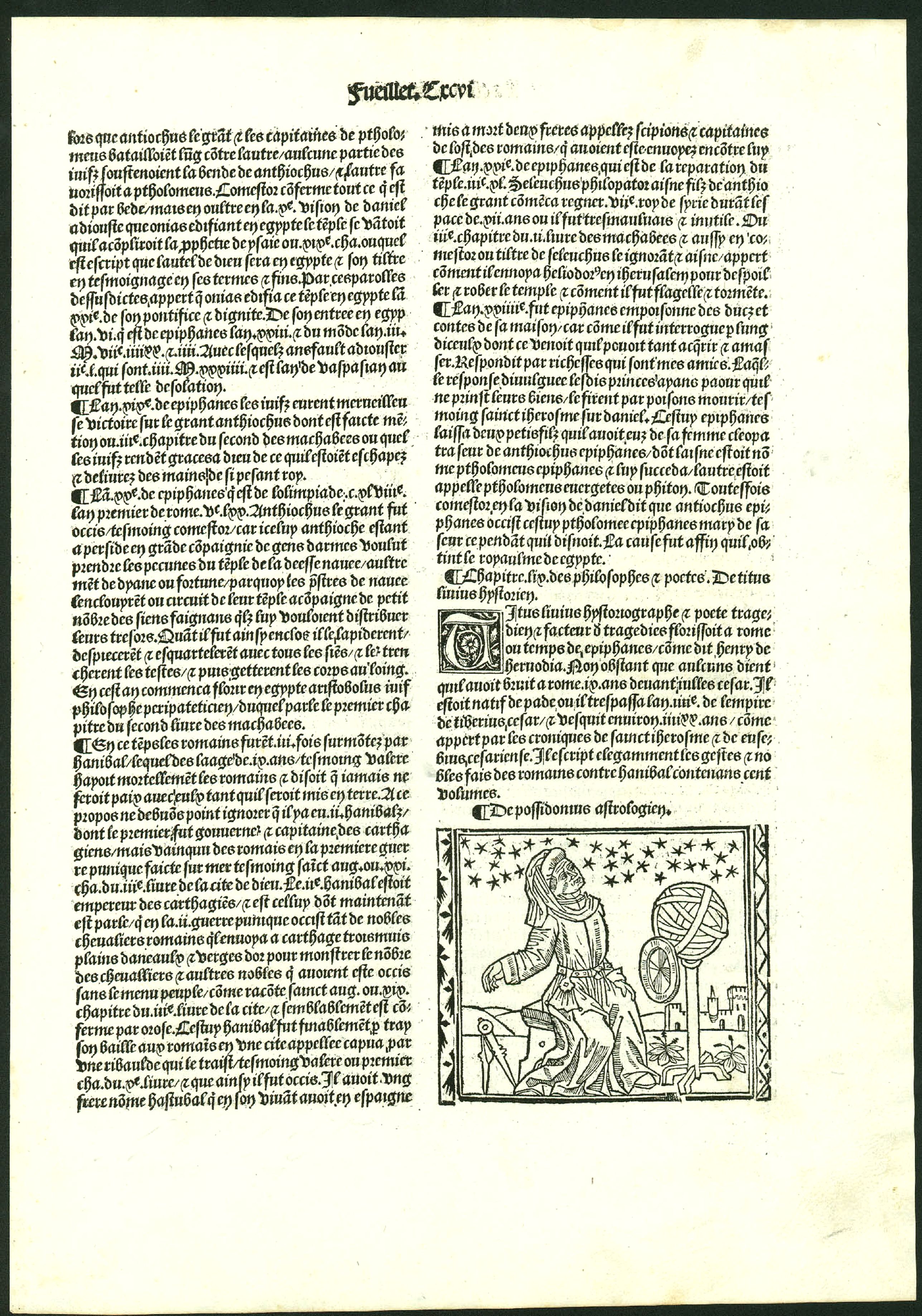INCUNABLE, Portrait of an astonomer., antique map, old maps