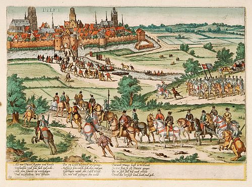 HOGENBERG, F., Als nun Truxes Reutter und knecht.. (Delft), antique map, old maps