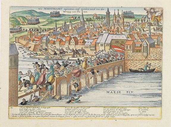 HOGENBERG, F., Wie Maestricht ingenomen und erobert wirdt. . ., antique map, old maps