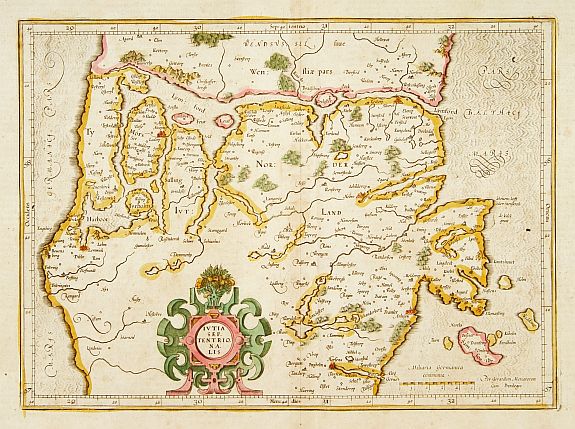 HONDIUS,H., Jutia Septentrionalis., antique map, old maps