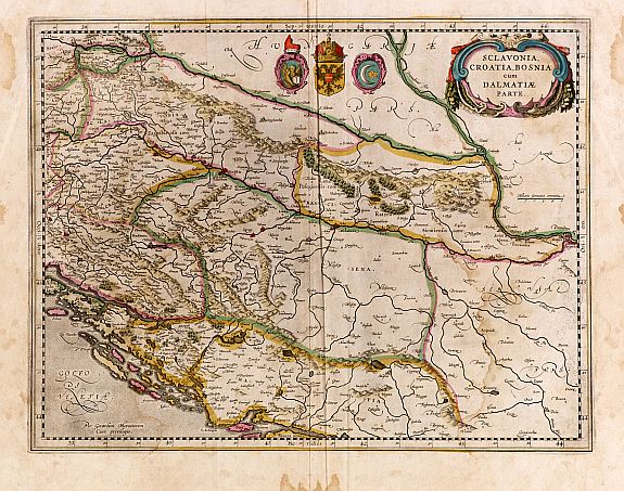 MERCATOR, G. / HONDIUS, H., Sclavonia, Croatia, Bosnia cum Dalmatiae Parte., antique map, old maps