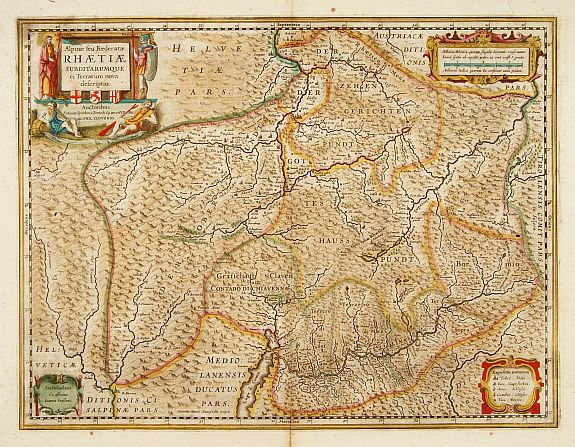 JANSSONIUS,J., Alpinae seu Foederatae Rhaetiae subditarumque.., antique map, old maps