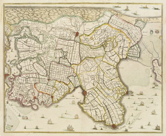 HONDIUS,H., No title: Map of northern tip of Holland, antique map, old maps
