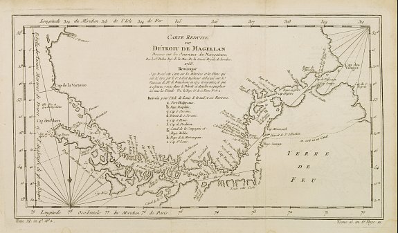 BELLIN,J.N., Carte reduite du Détroit de Magellan.., antique map, old maps