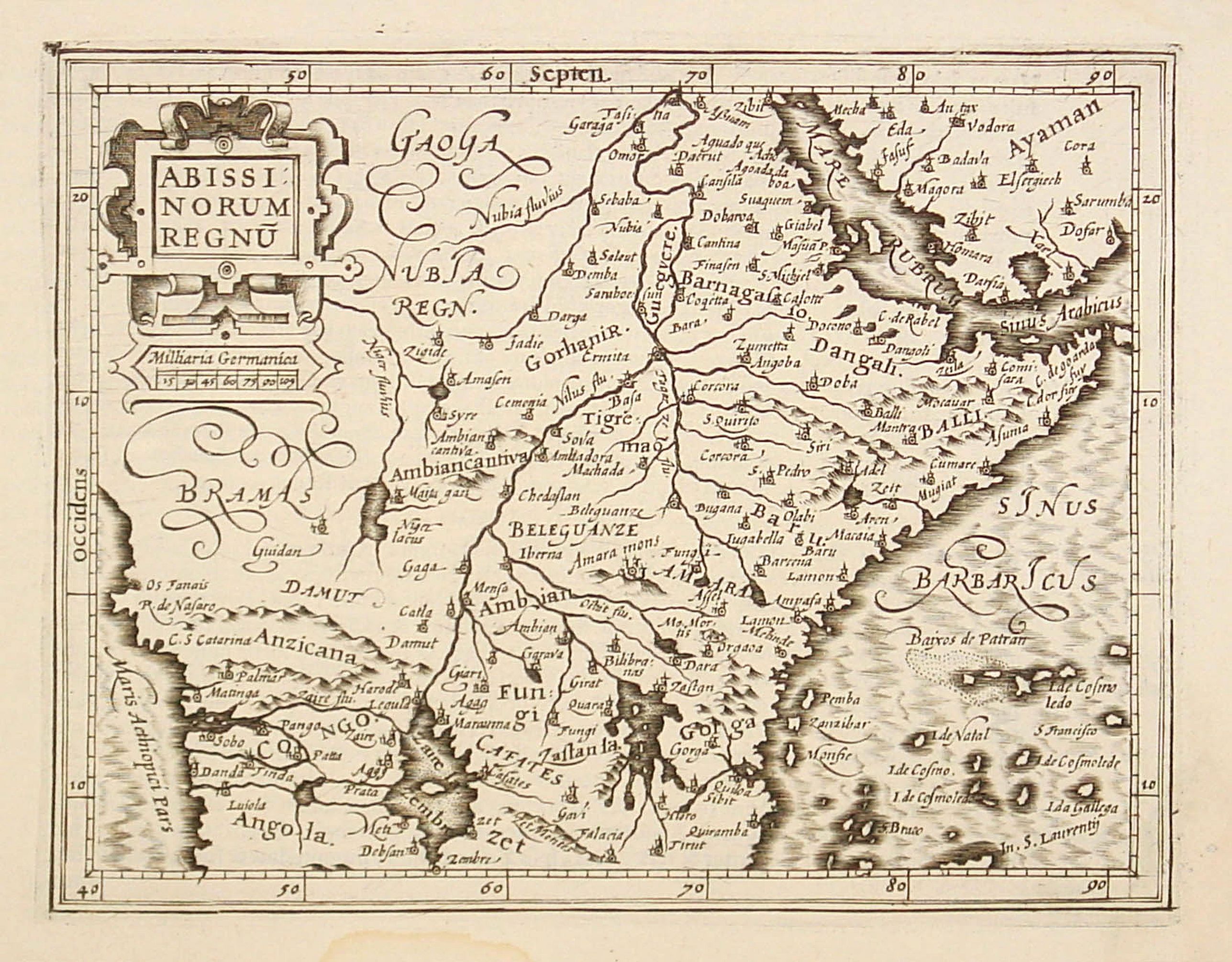 HONDIUS,J./MERCATOR,G., Abissinorum regnu., antique map, old maps