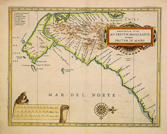 LAET, DE J./ GERITSZ,H., Provinciae sitae ad Fretum Magallanis itemque Fretum Le.., antique map, old maps