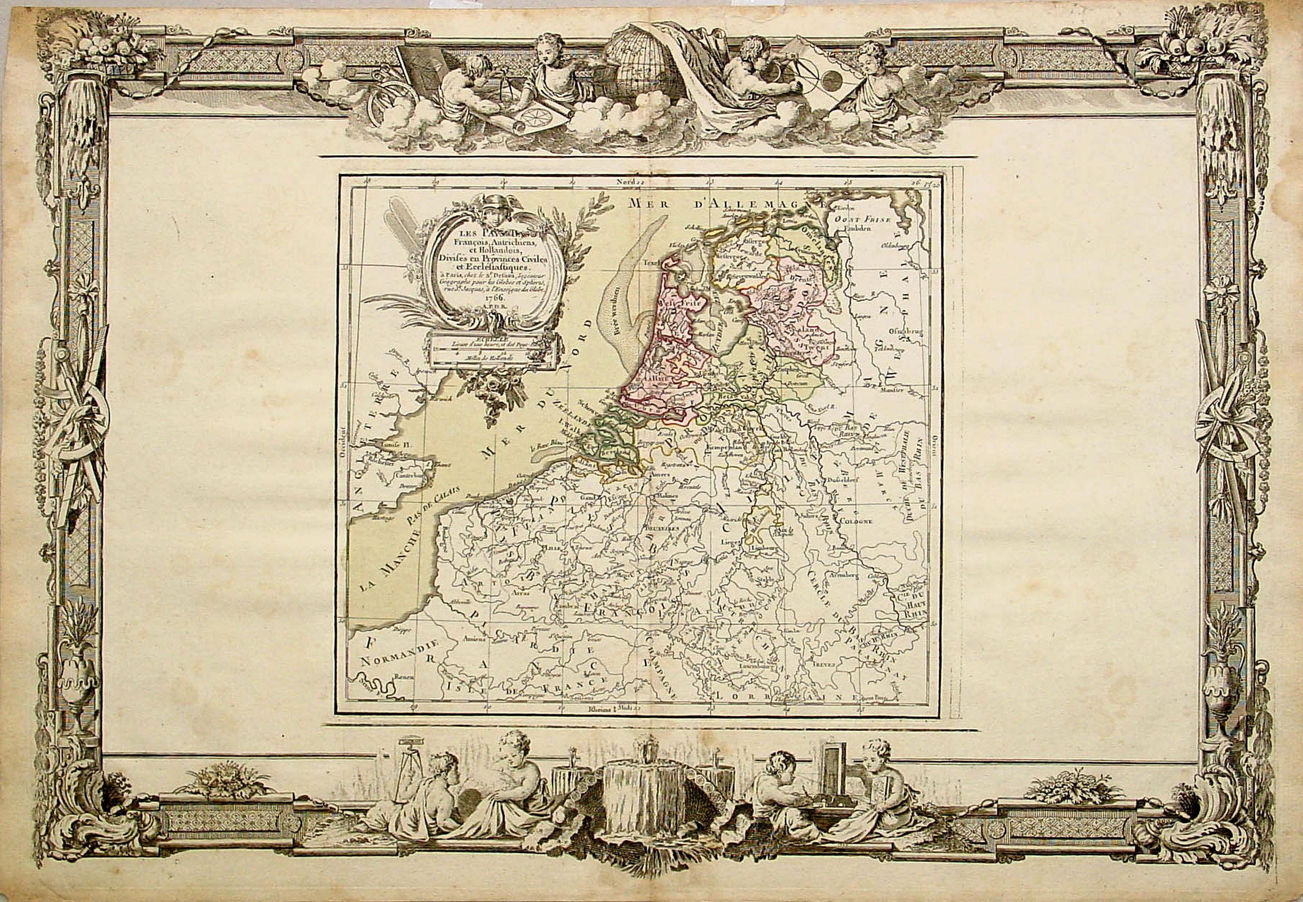 DESNOS, Les Pays-Bas. . ., antique map, old maps