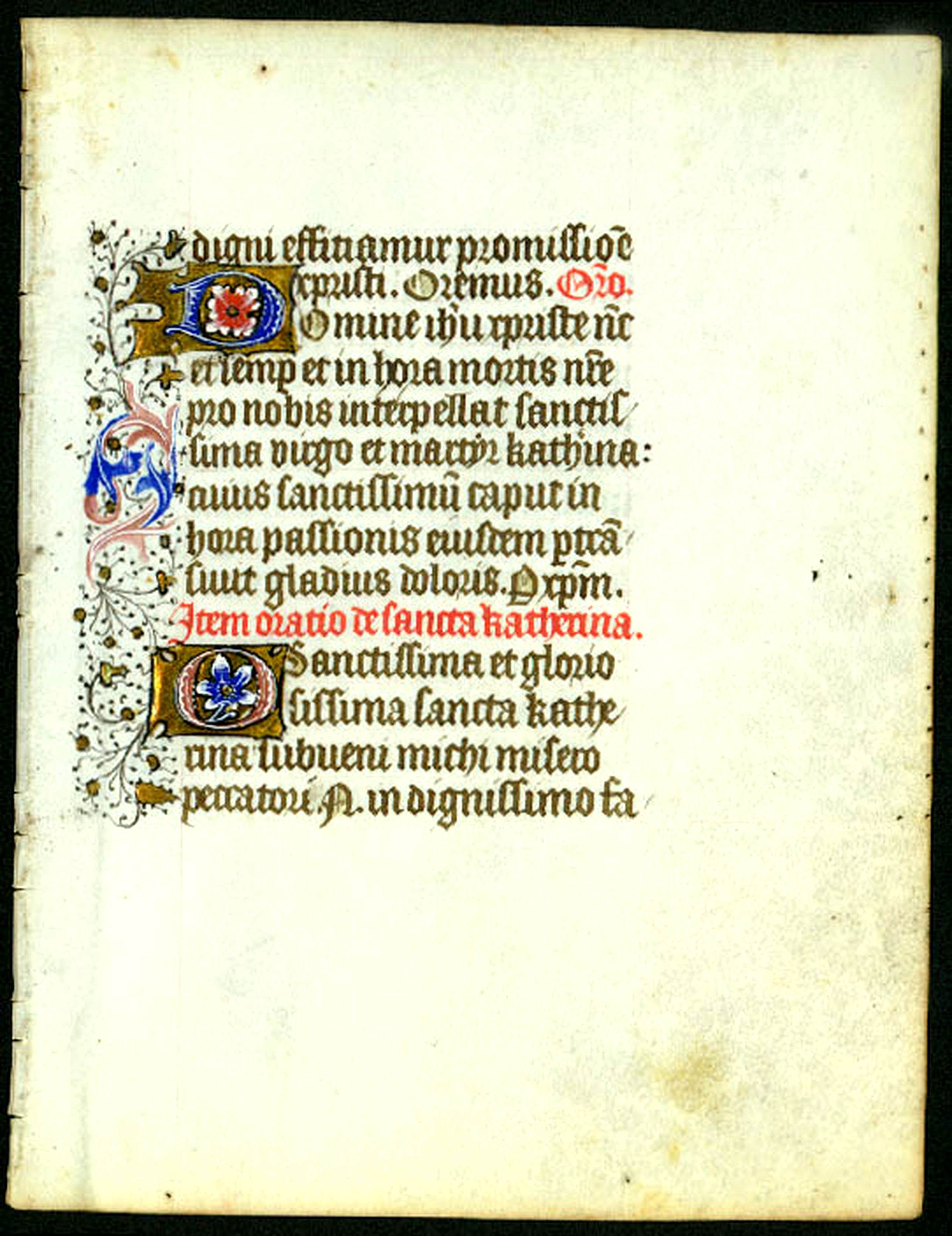 BOOK OF HOURS, Leaf of vellum, from a manuscript book of hours., antique map, old maps