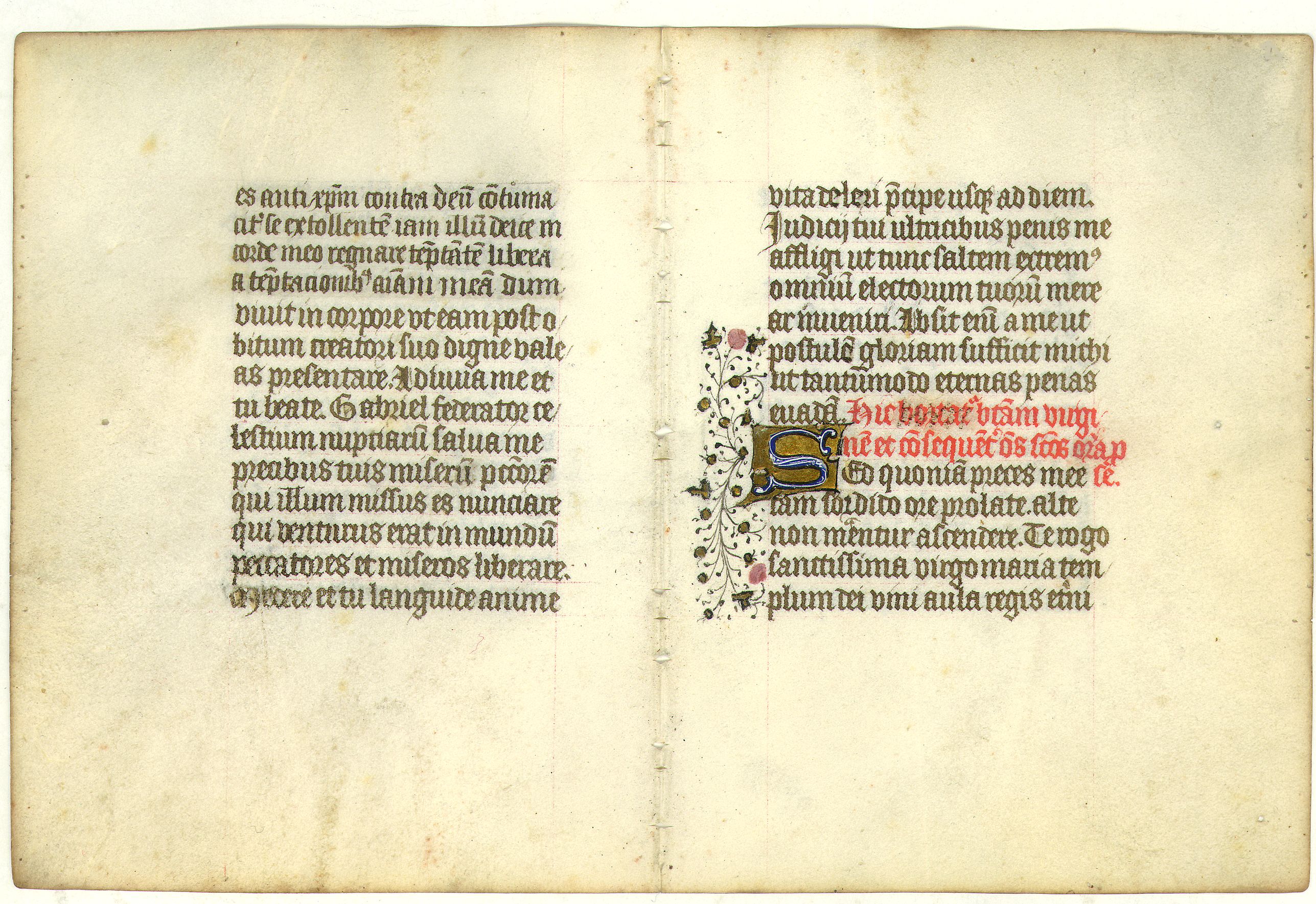 BOOK OF HOURS, 2 Leaves of vellum, from a manuscript book of hours., antique map, old maps
