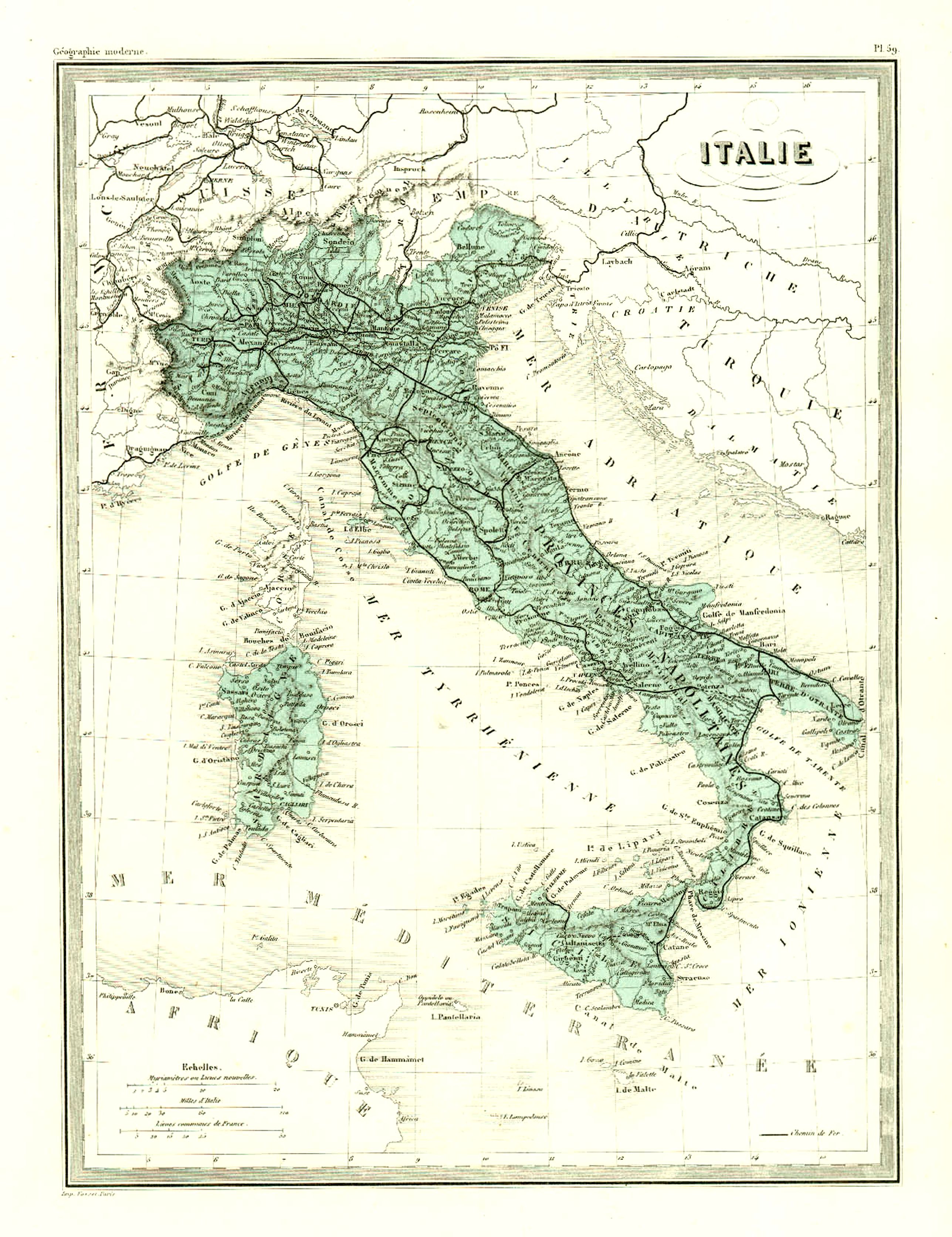 GARNIER FRERES, Italie., antique map, old maps