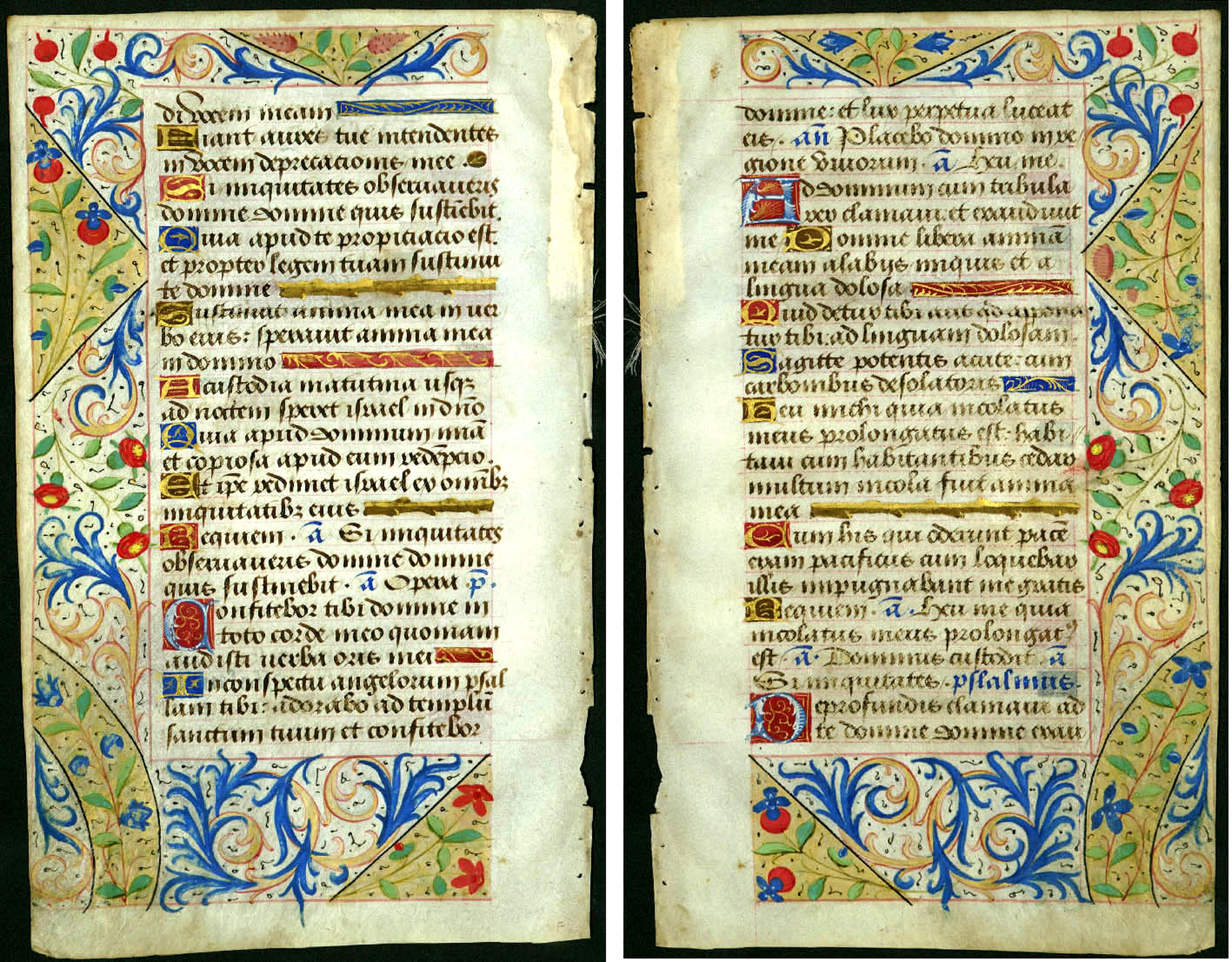 BOOK OF HOURS, Leaf of vellum, from a manuscript book of hours., antique map, old maps