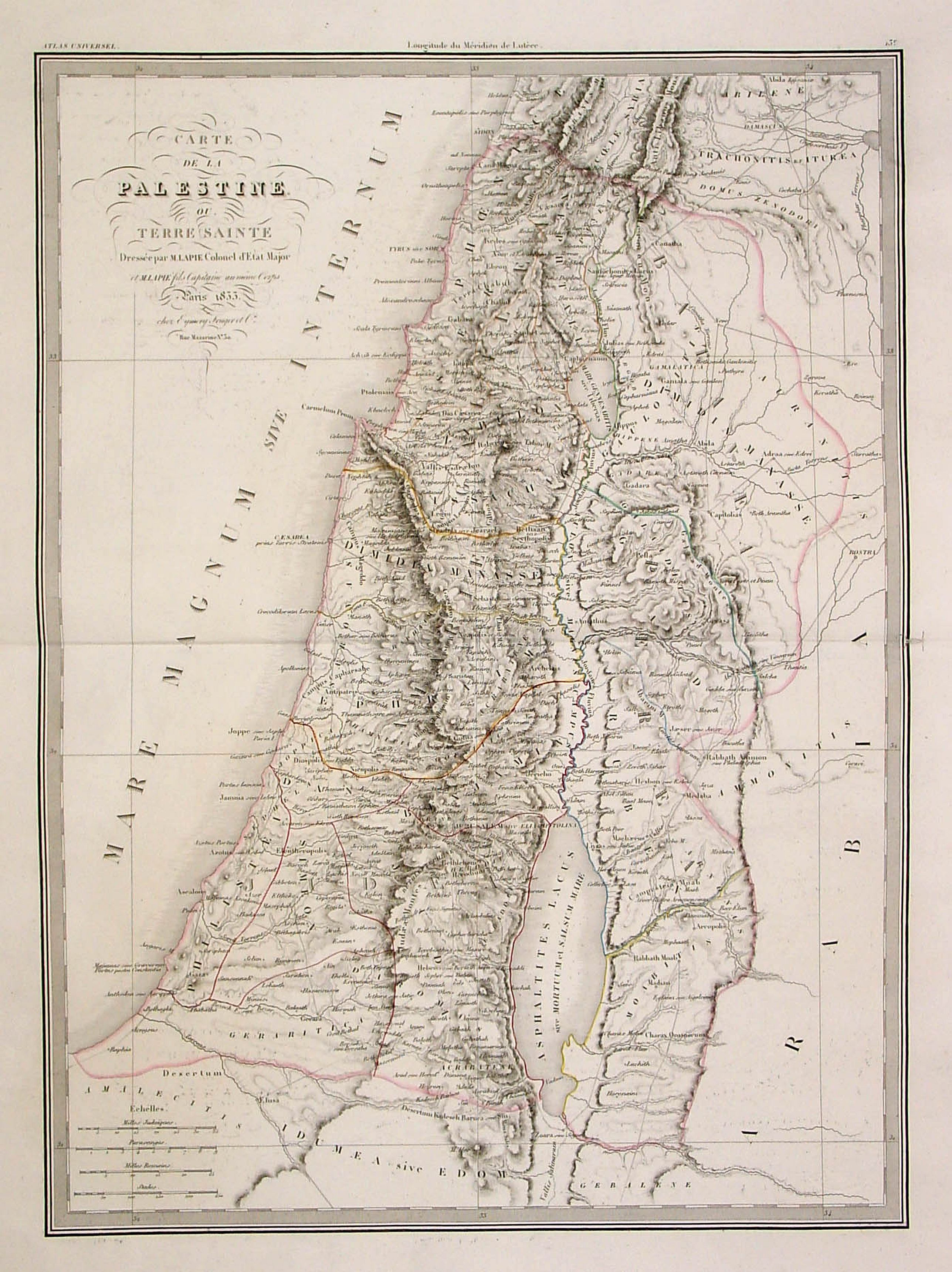 LAPIE,A.E., Carte de la Palestine ou Terre Sainte.., antique map, old maps