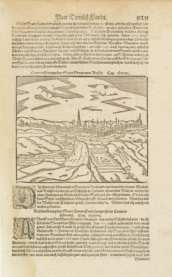 MÜNSTER,S., 's-Hertogenbosch / Antwerp / Alva., antique map, old maps