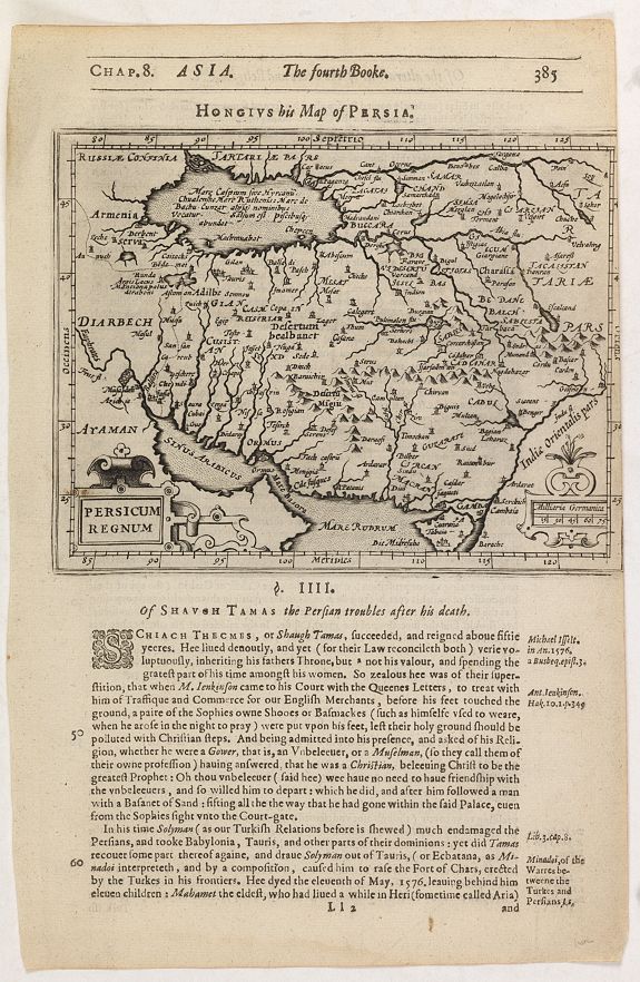HONDIUS, J. / PURCHAS, S., Persicum Regnum., antique map, old maps