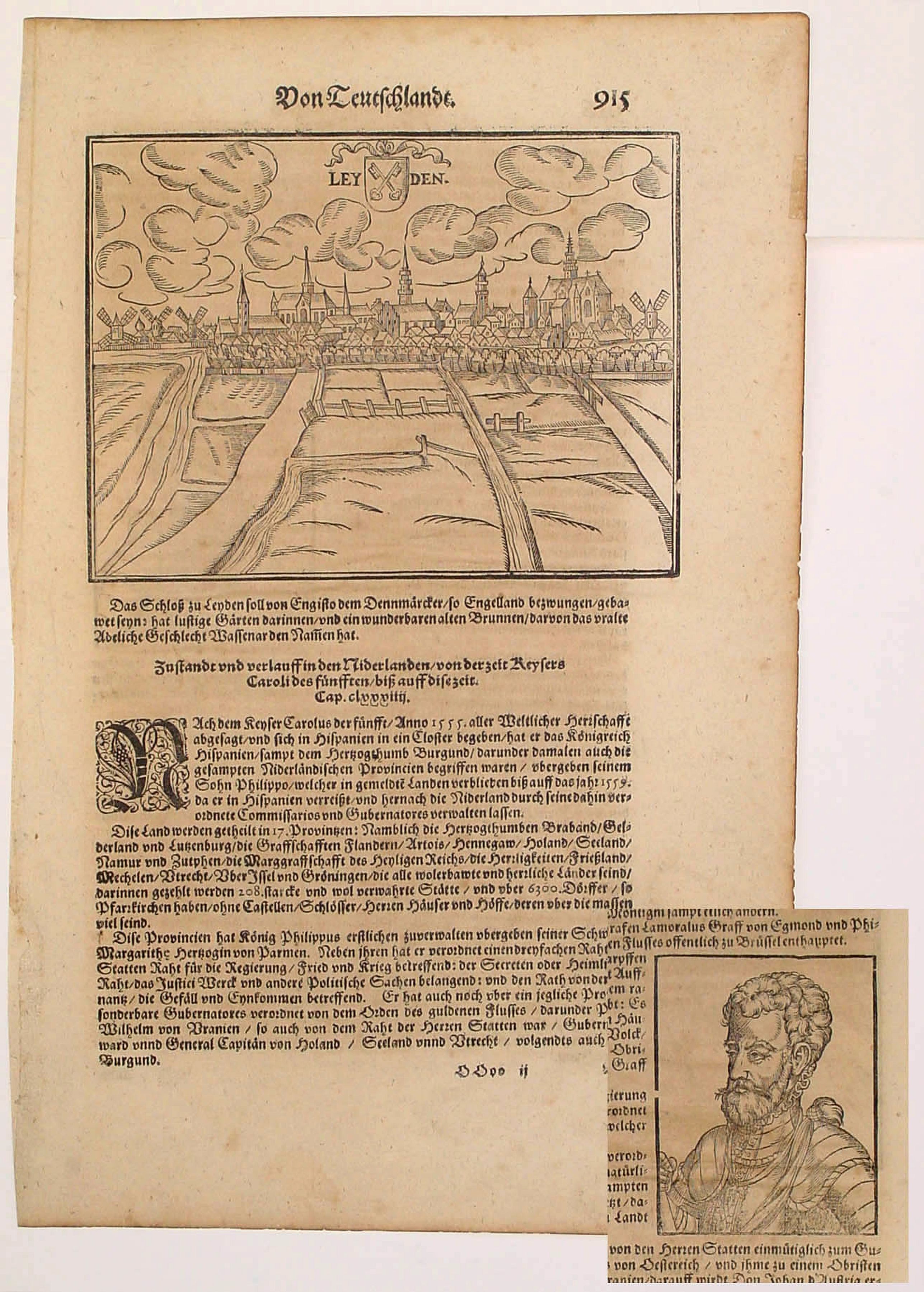 MÜNSTER,S., Leyden / Alva., antique map, old maps